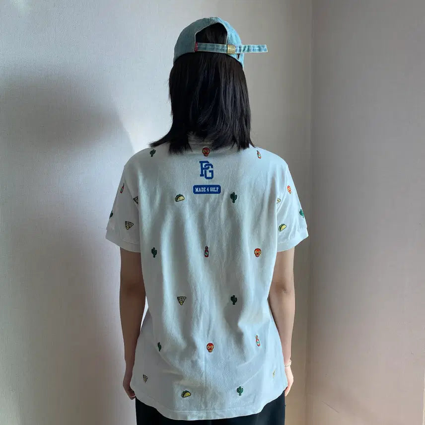 [BUNJANG] Pearly Gates White Embroidered Pique Shirt / [Pearly Gates] 위트 자수 화이트 피케 셔츠