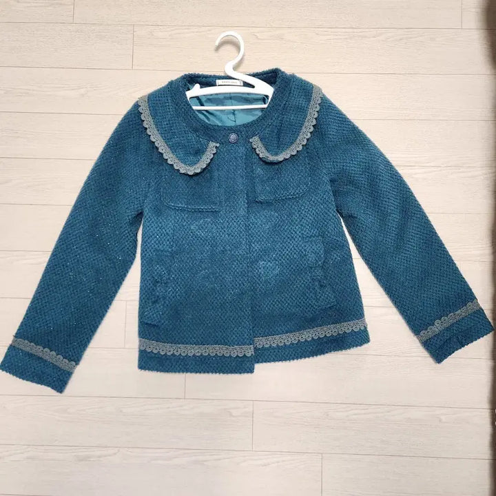 [BUNJANG] Axisfarm Lace Collar Tweed Blue Jacket & Basic Inner Tee / 2월까지 엑시즈팜 레이스 칼라 트위드 블루 자켓& 엑시즈팜 기본 이너티