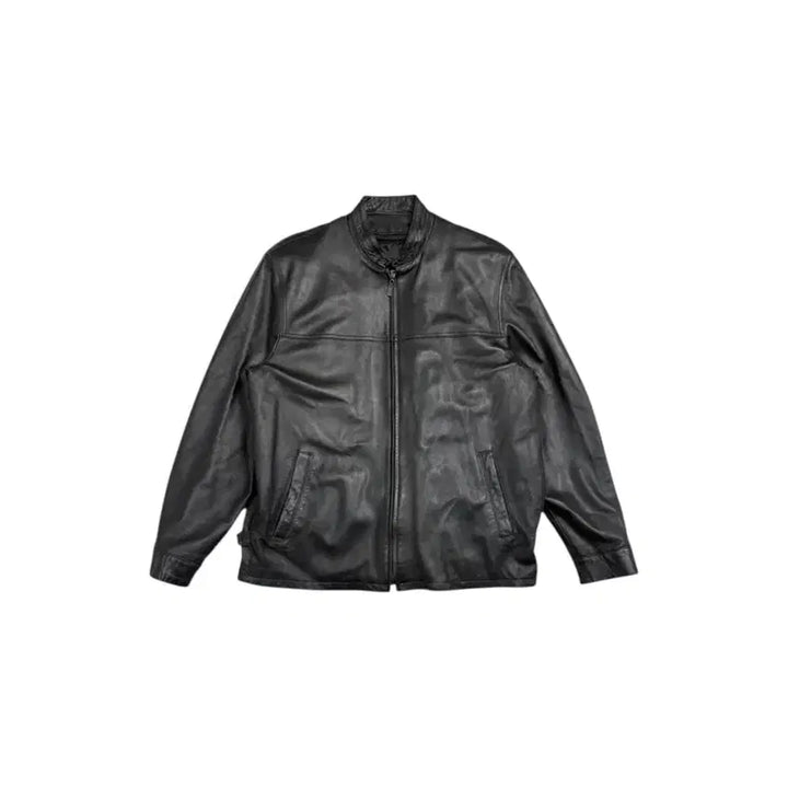 [BUNJANG] Men's Black Leather Jacket L / 진용 남성용 블랙 가죽 자켓 L