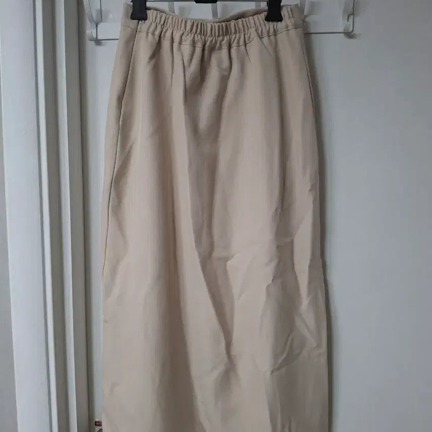 [BUNJANG] H-Line Long Skirt / 베이지 H라인 뒷밴딩롱스커트 27~29