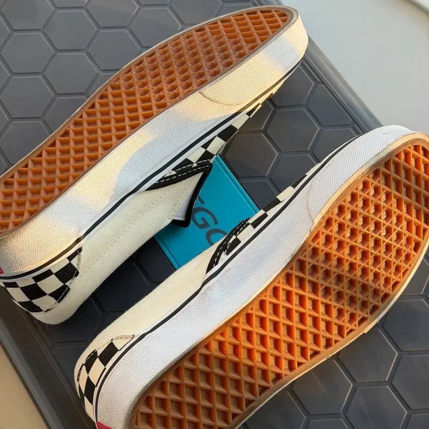 [BUNJANG] Vans Checkerboard Slip-On Black White Shoes / 반스 체커보드 슬립온 블랙 화이트 245