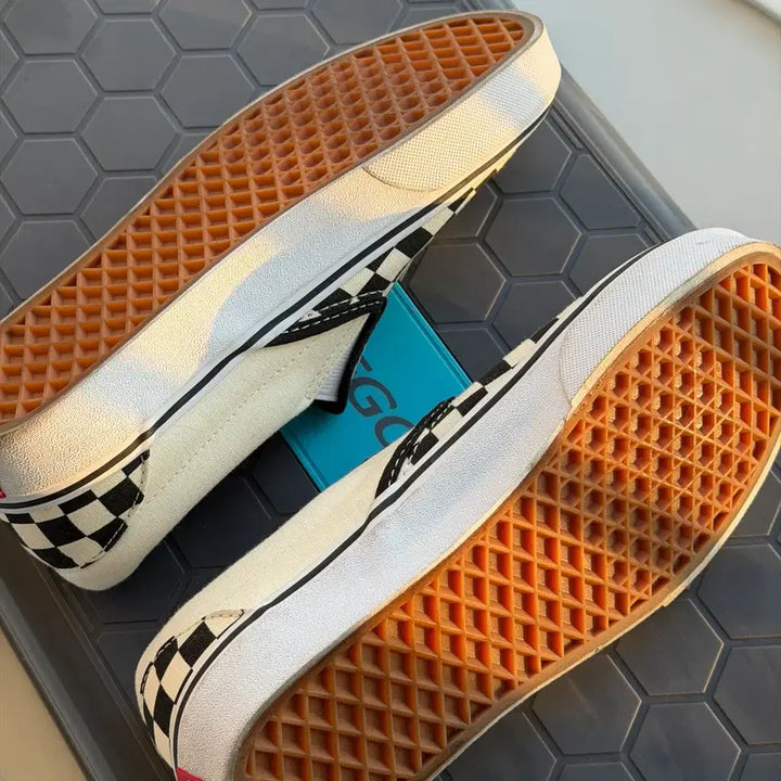 [BUNJANG] Vans Checkerboard Slip-On Black White Shoes / 반스 체커보드 슬립온 블랙 화이트 245