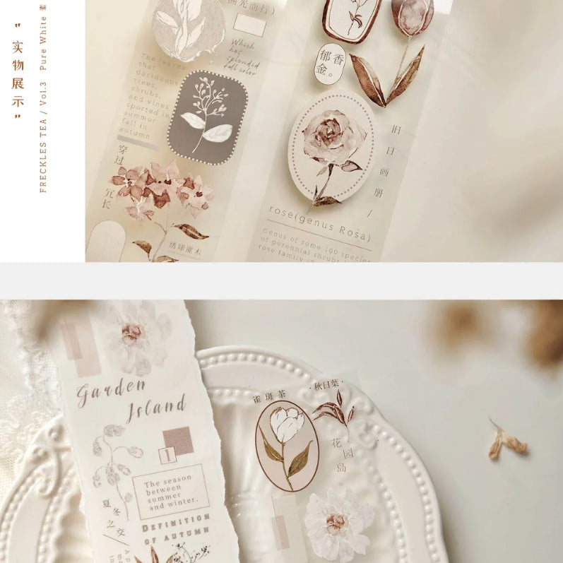 [BUNJANG] Frecklestea Vol.3 Autumn Leaf Flower PET Tape / 주근깨차 frecklestea vol3. 가을낙엽 꽃마테 PET마테 소분