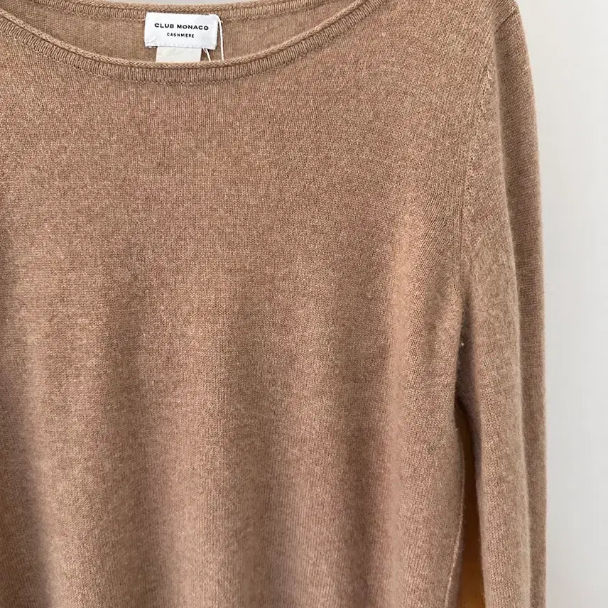 [BUNJANG] Club Monaco Cashmere Sweater (Beige/Black, Size S) / 클럽모나코 캐시미어100 스웨터 베이지/블랙(사이즈S)