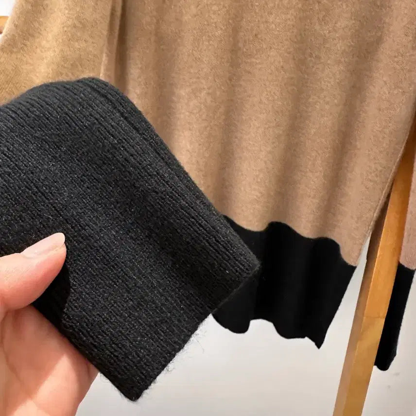 [BUNJANG] Club Monaco Cashmere Sweater (Beige/Black, Size S) / 클럽모나코 캐시미어100 스웨터 베이지/블랙(사이즈S)