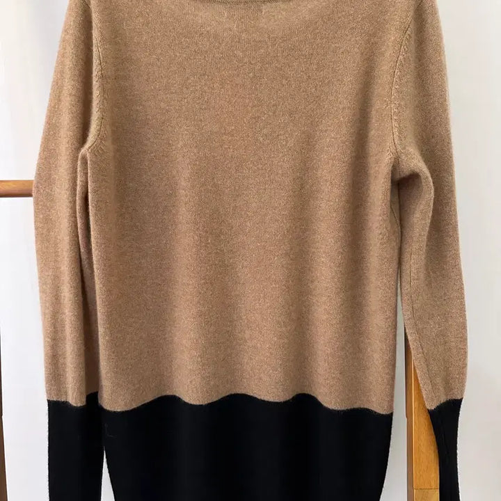 [BUNJANG] Club Monaco Cashmere Sweater (Beige/Black, Size S) / 클럽모나코 캐시미어100 스웨터 베이지/블랙(사이즈S)
