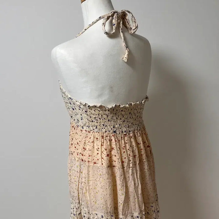 [BUNJANG] Flower Halterneck Patchwork Dress / 플라워 홀터넥 패치워크 원피스