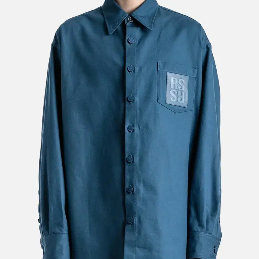 [BUNJANG] Raf Simons Logo Patch Oversized Denim Shirt / 라프시몬스 로고 패치 오버사이즈 데님 셔츠