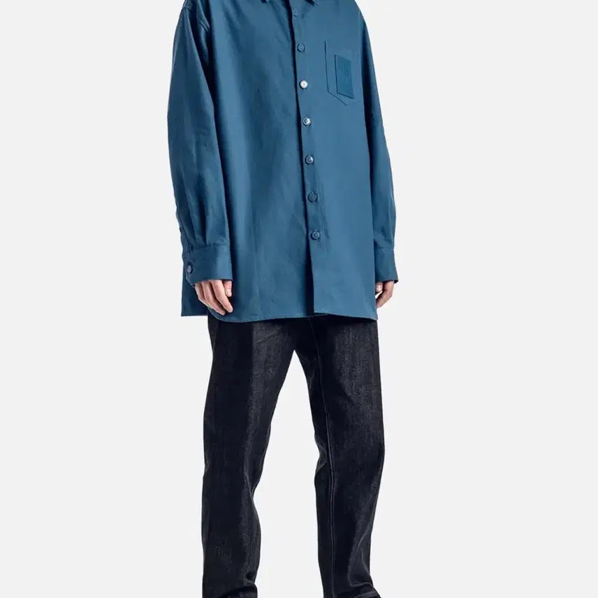 [BUNJANG] Raf Simons Logo Patch Oversized Denim Shirt / 라프시몬스 로고 패치 오버사이즈 데님 셔츠