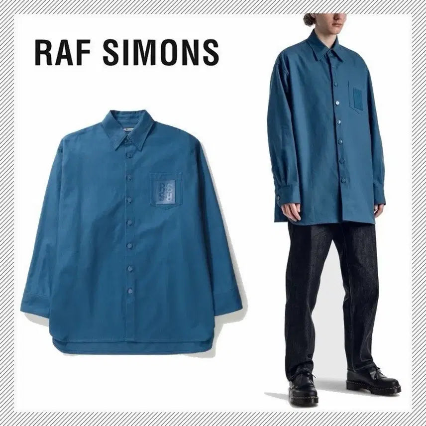 [BUNJANG] Raf Simons Logo Patch Oversized Denim Shirt / 라프시몬스 로고 패치 오버사이즈 데님 셔츠