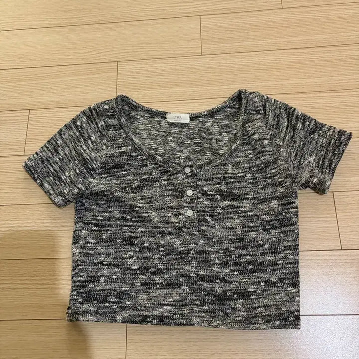 [BUNJANG] Vintage Crop Knit T-shirt / 빈티지 크롭 니트 반팔티셔츠