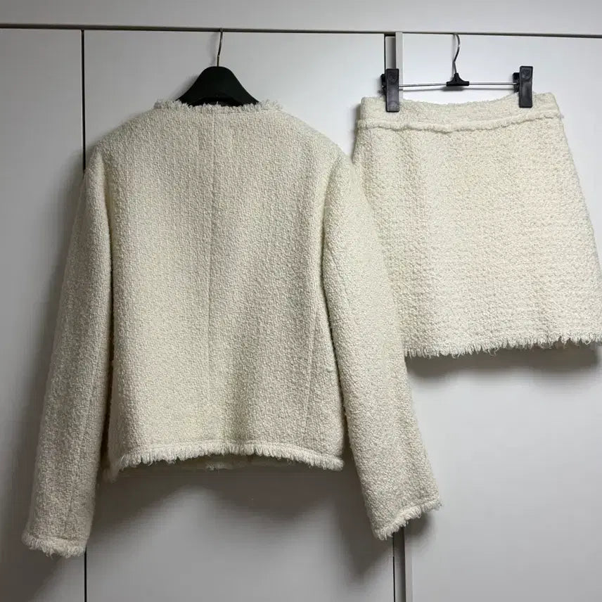 [BUNJANG] Tweed Jacket & Skirt Two-Piece Set / 울30 트위드 자켓 + 스커트 투피스 셋업