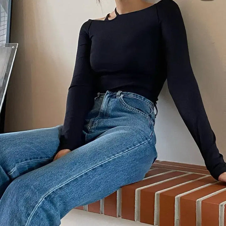 [BUNJANG] Two-Way Off-Shoulder Ribbed Top - Olive Khaki / (새상품) 투웨이 언발 오프숄더 골지 티 올리브카키컬러