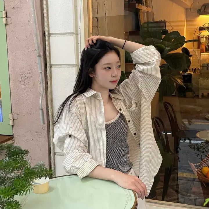 [BUNJANG] Floom Stripe Roll-up Shirt / (오늘만 할인)플로움 스트라이프 롤업 셔츠