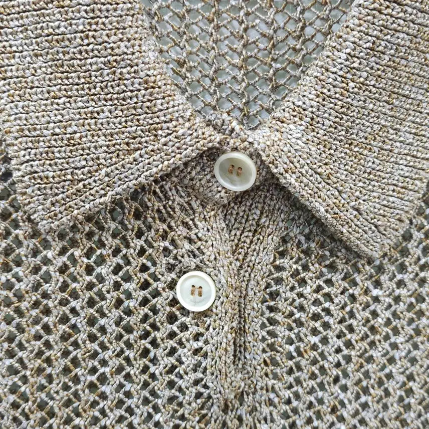 [BUNJANG] Ferragamo Women's Punching Collar Knit Top (Size L) / 페라가모 펀칭 카라 반팔 니트- 우먼L