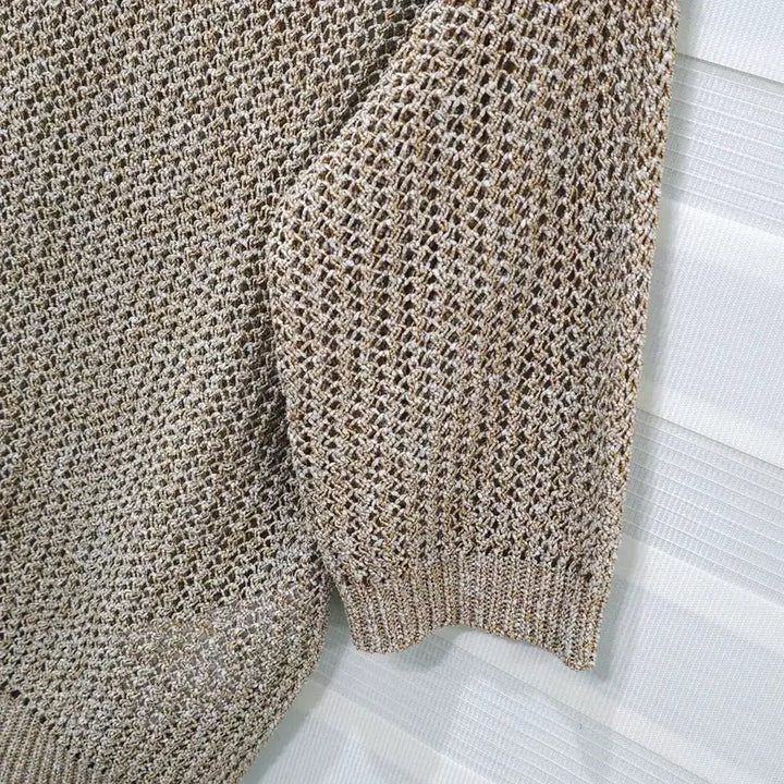 [BUNJANG] Ferragamo Women's Punching Collar Knit Top (Size L) / 페라가모 펀칭 카라 반팔 니트- 우먼L