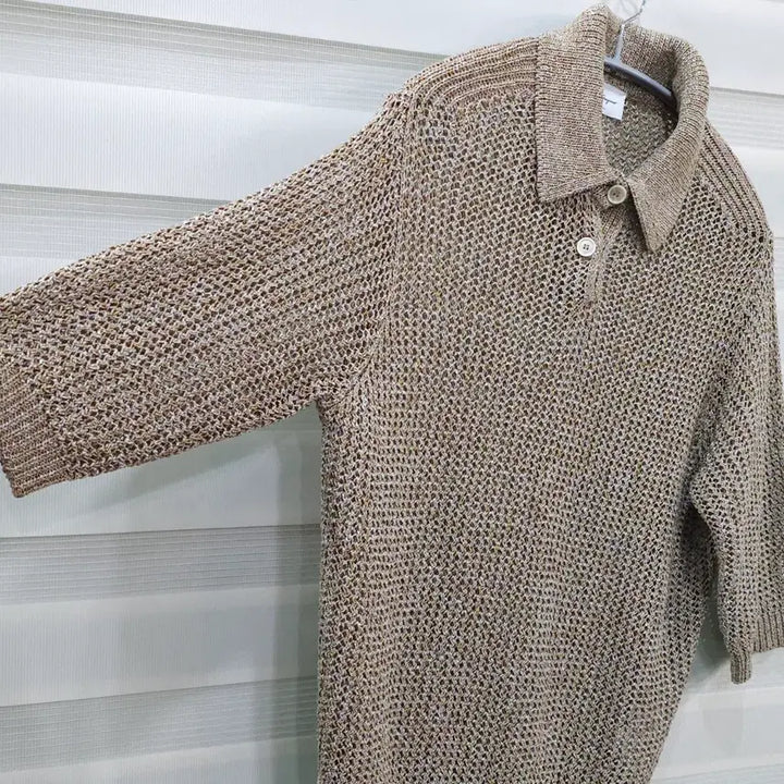 [BUNJANG] Ferragamo Women's Punching Collar Knit Top (Size L) / 페라가모 펀칭 카라 반팔 니트- 우먼L