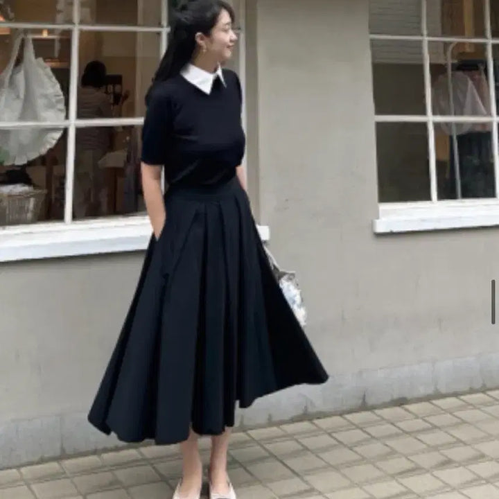 [BUNJANG] Charlotte Butik Summer Secret Banding Asymmetrical Skirt Black S / 샬롯부띠끄 썸머 시크릿밴딩 언발란스 스커트 블랙 S