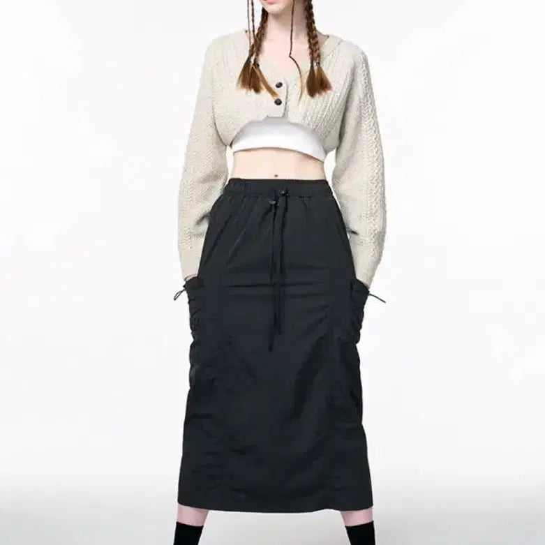 [BUNJANG] ETMON Cargo Midi Skirt Charcoal / 에트몽 ETMON 카고 스커트 차콜