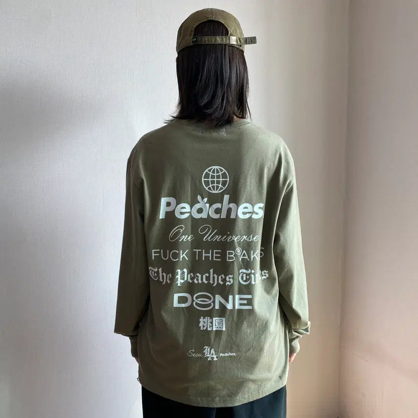 [BUNJANG] Peaches. One Universe Long Sleeve (Khaki) / [Peaches.] 피치스 원 유니버스 롱슬리브 (Khaki)