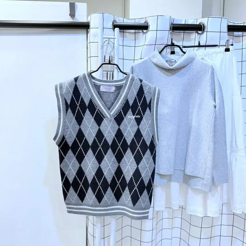 [BUNJANG] Rolala Argyle Cardigan / 로라로라 아가일가디건