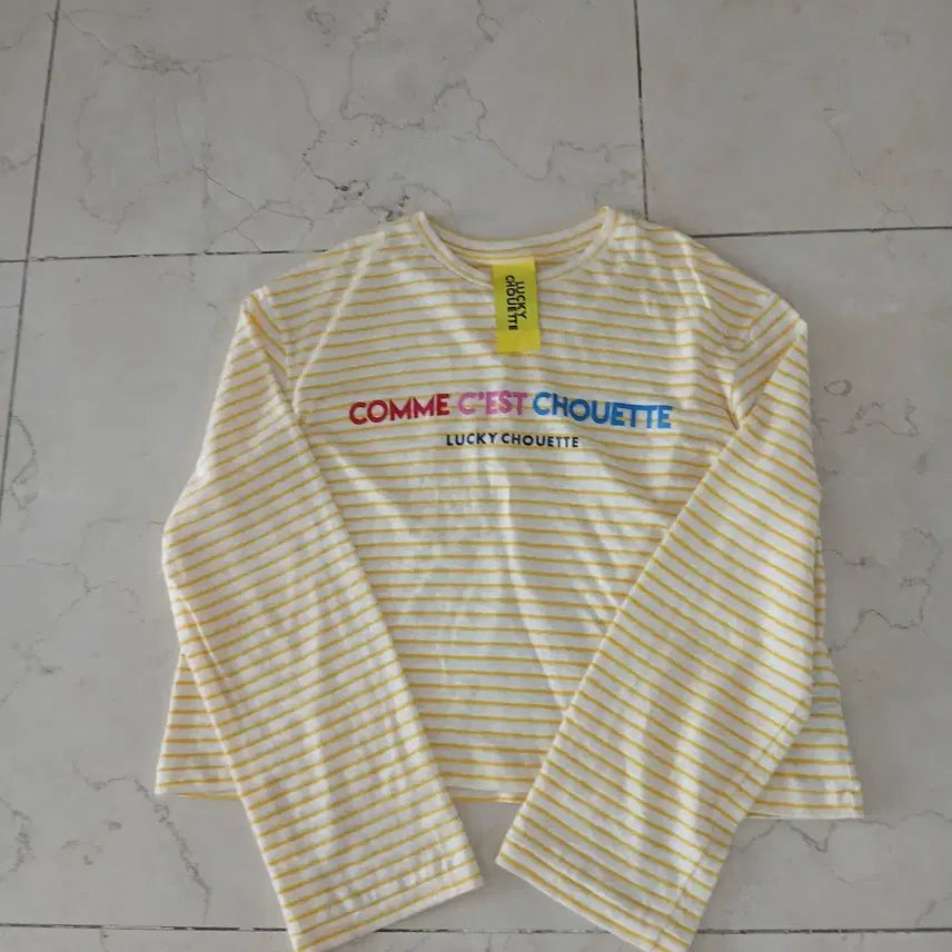 [BUNJANG] Lucky Chouette Striped T-Shirt / 025 럭키슈에뜨 스트라이프 티 Free