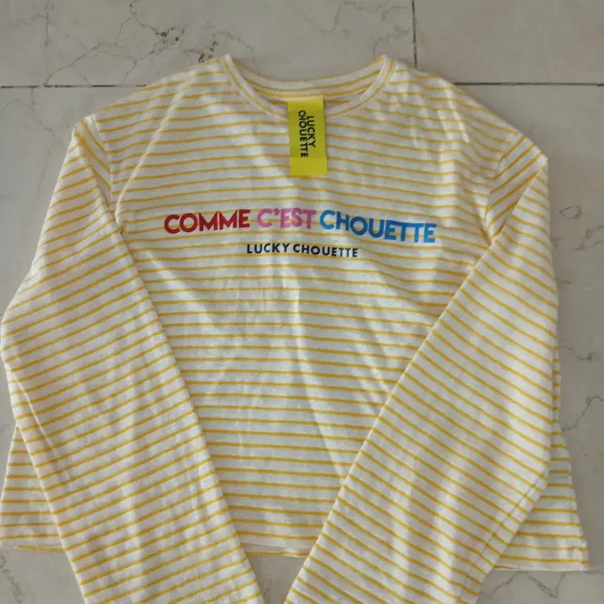 [BUNJANG] Lucky Chouette Striped T-Shirt / 025 럭키슈에뜨 스트라이프 티 Free