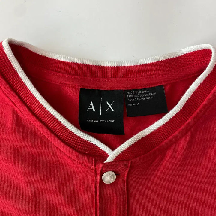 [BUNJANG] Armani Exchange A|X Logo Henley T-shirt / [Armani Exchange] A|X 로고 포인트 헨리넥 반팔