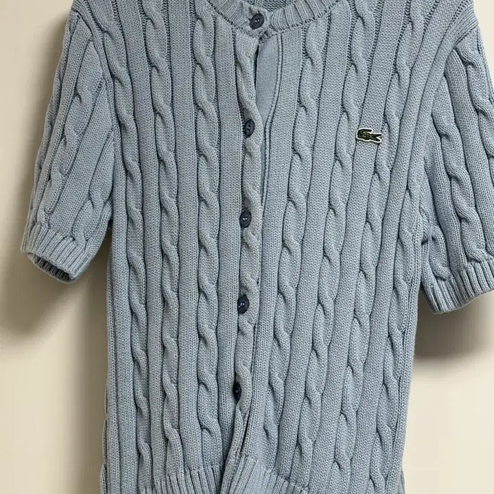 [BUNJANG] Lacoste Knit Cardigan / 라코스테 반팔 꽈배기 니트 가디건 34(정가 26만원/1회착용 제품)