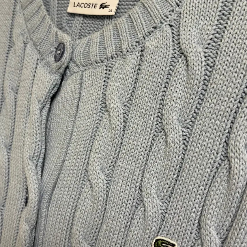 [BUNJANG] Lacoste Knit Cardigan / 라코스테 반팔 꽈배기 니트 가디건 34(정가 26만원/1회착용 제품)