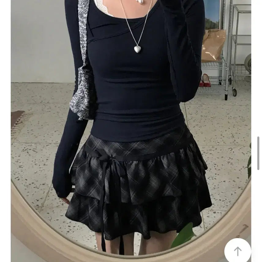 [BUNJANG] Mini Poe Yura Layered T-shirt - Navy / 미니포에 유라 레이어드 티셔츠 네이비