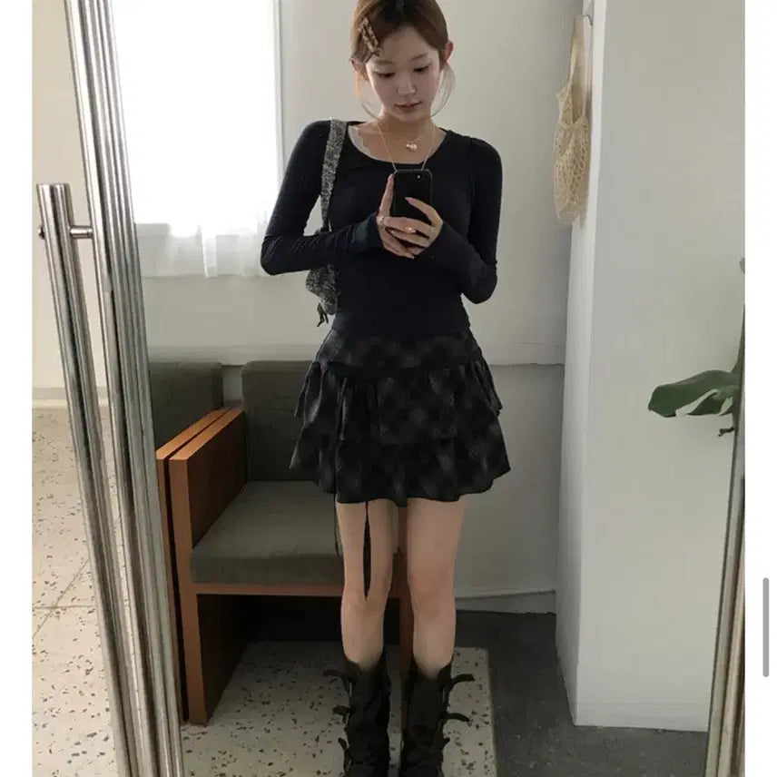 [BUNJANG] Mini Poe Yura Layered T-shirt - Navy / 미니포에 유라 레이어드 티셔츠 네이비