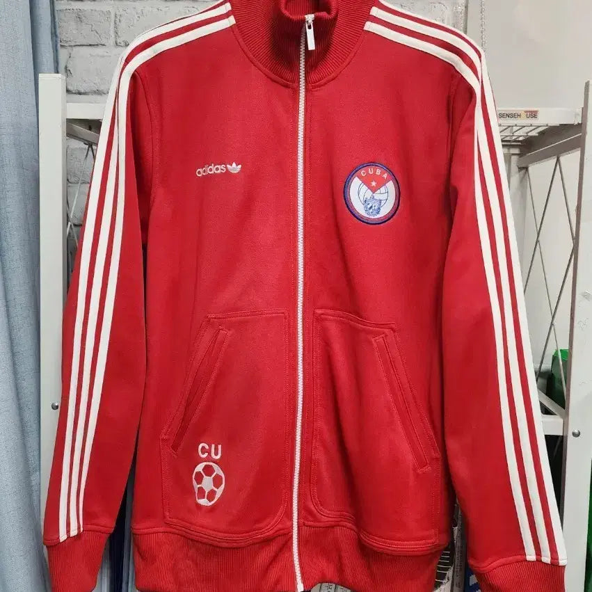 [BUNJANG] Adidas Cuba Track Top Red Jersey Jacket / 아디다스 쿠바 트랙탑 105 레드 져지 자켓 MM42