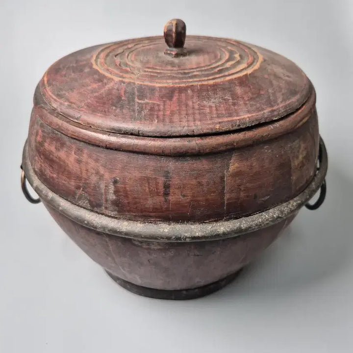 [SOLD OUT] 목제 주칠 고리 달린 공양구 나무 함 골동품 고미술품 수집품 불교