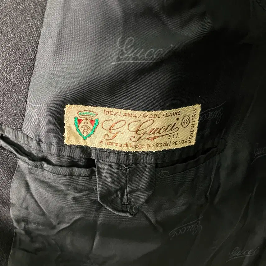 [BUNJANG] Vintage Gucci Double Breasted Coat / 7-80's 올드 구찌 블랙 더블 브레스티드 코트 48