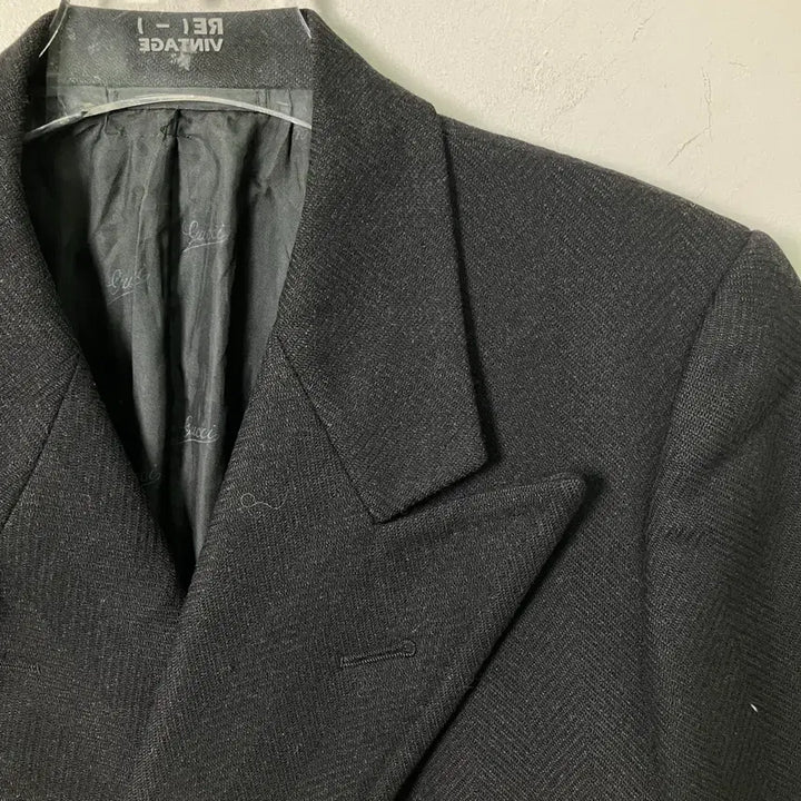 [BUNJANG] Vintage Gucci Double Breasted Coat / 7-80's 올드 구찌 블랙 더블 브레스티드 코트 48