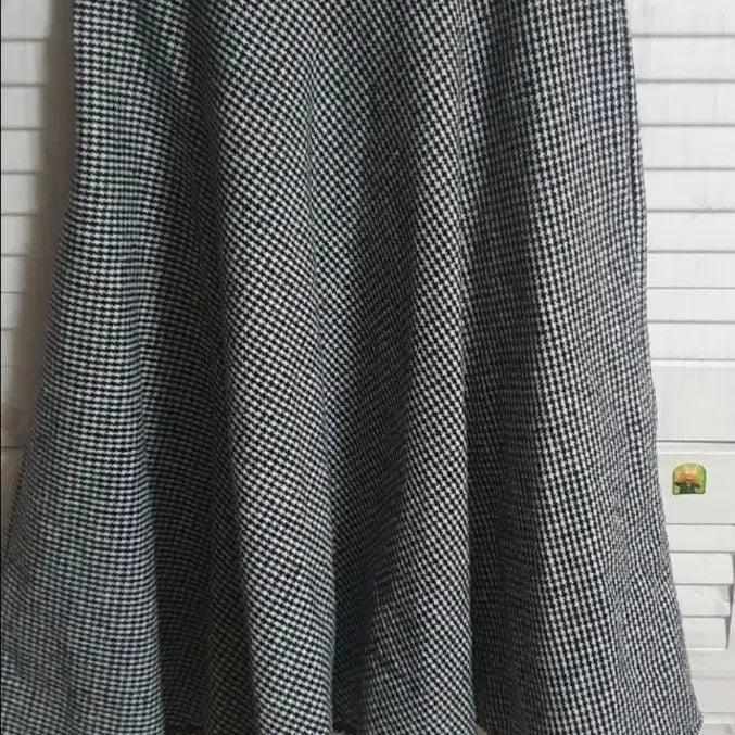 [BUNJANG] Houndstooth Check Elastic Banding Skirt / 하운드투스 체크 고무줄 밴딩 스커트 55정도