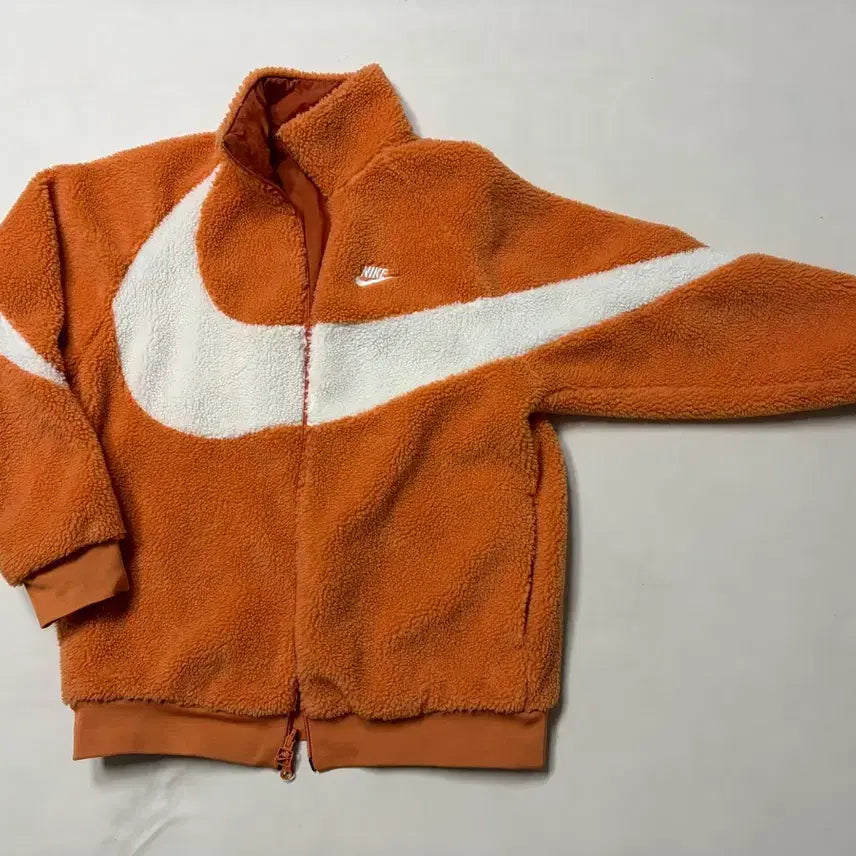 [BUNJANG] Nike Big Swoosh Reversible Fleece Jacket Orange / 나이키 빅스우시 양면 후리스 오렌지