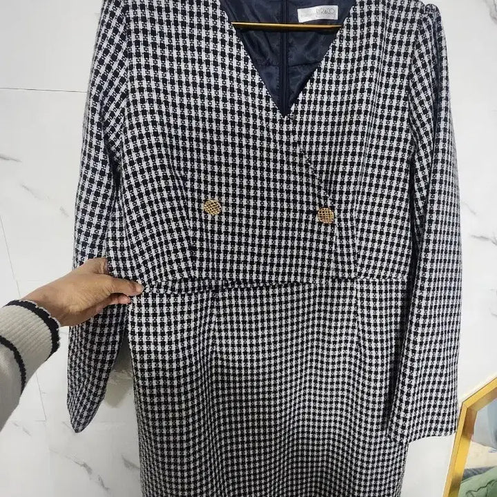 [BUNJANG] Ri&amp;Co Check Tweed Dress / 새상품  Ri&amp;Co 체크 트위드 원피스 통통 66  크게 입는분또는77