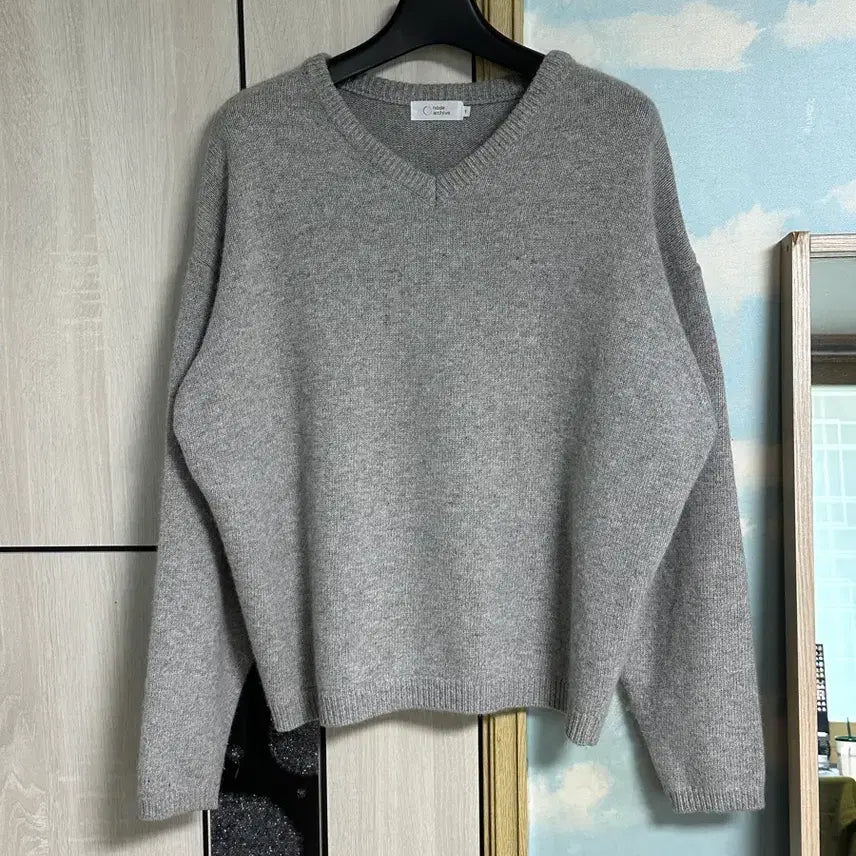 [BUNJANG] Node Archive Oversized V-Neck Knit Melange Gray / (1) 노드아카이브 오버사이즈 브이넥 니트 멜란지그레이