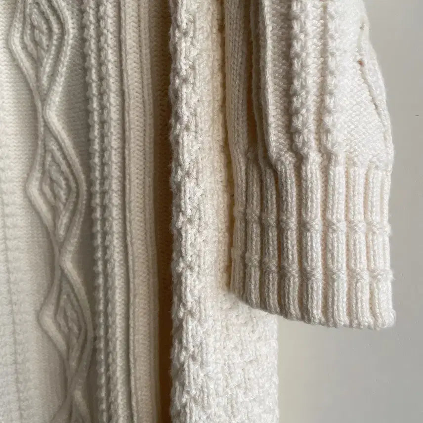 [BUNJANG] Maje Ivory Cable Knit Dress / 마쥬 maje 모크넥 아이보리 케이블 니트 원피스