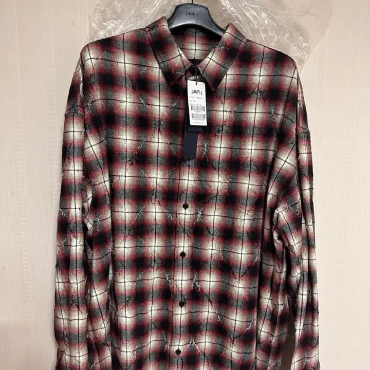 [BUNJANG] Juun.J Argyle Shirt Red 52 / 준지 아가일 셔츠 레드 52