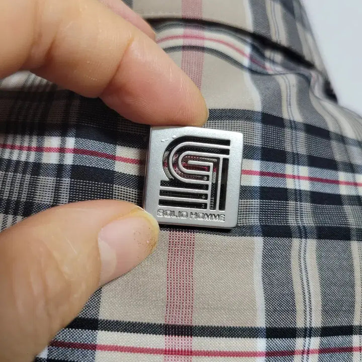 [BUNJANG] Solid Homme Oversized Checkered Shirt 48 / 솔리드옴므 오버핏 체크무늬 이중남방 셔츠 48