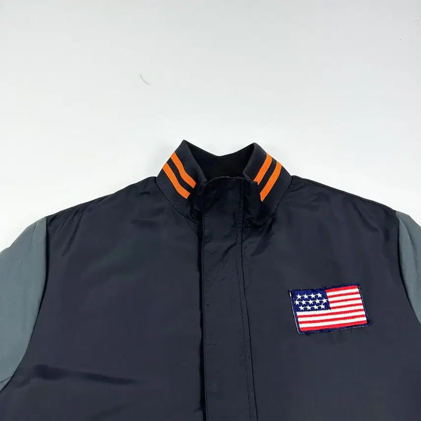 [BUNJANG] Majestic USA Flag Black Varsity Stadium Jumper (M) / 마제스틱 성조기 블랙 바시티 스타디움 점퍼 (M)