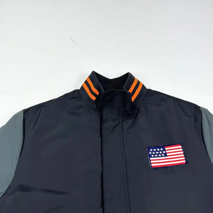 [BUNJANG] Majestic USA Flag Black Varsity Stadium Jumper (M) / 마제스틱 성조기 블랙 바시티 스타디움 점퍼 (M)