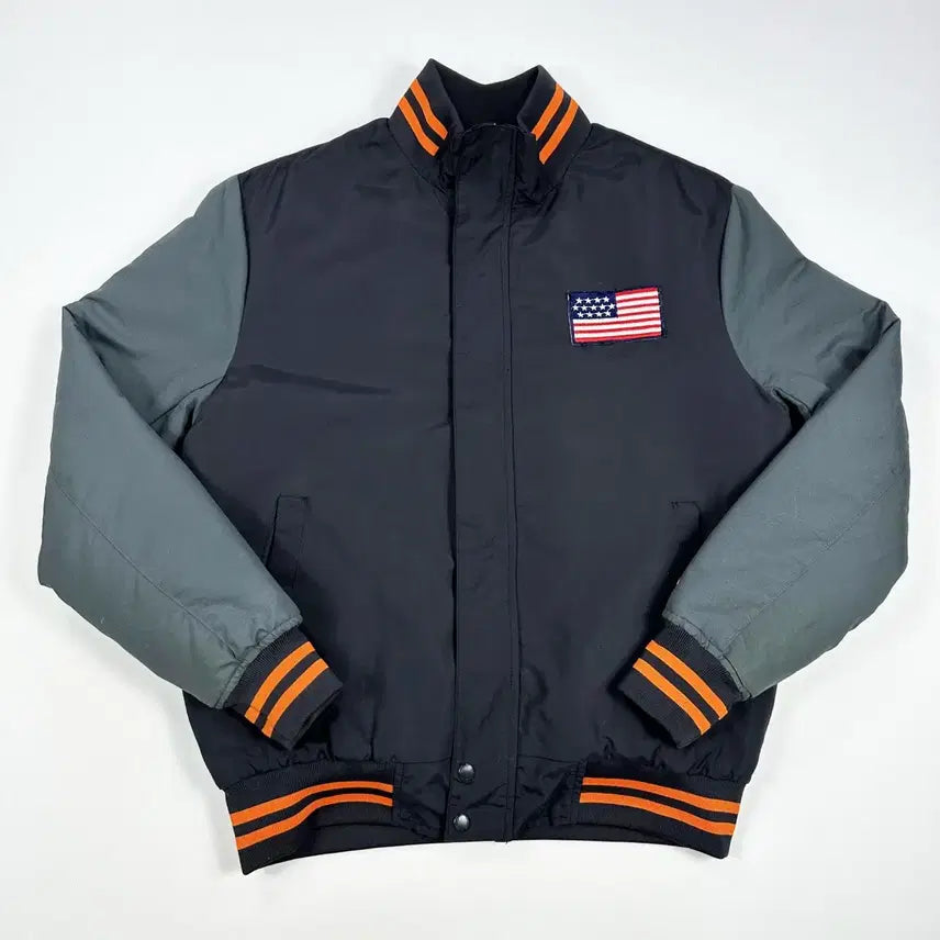 [BUNJANG] Majestic USA Flag Black Varsity Stadium Jumper (M) / 마제스틱 성조기 블랙 바시티 스타디움 점퍼 (M)
