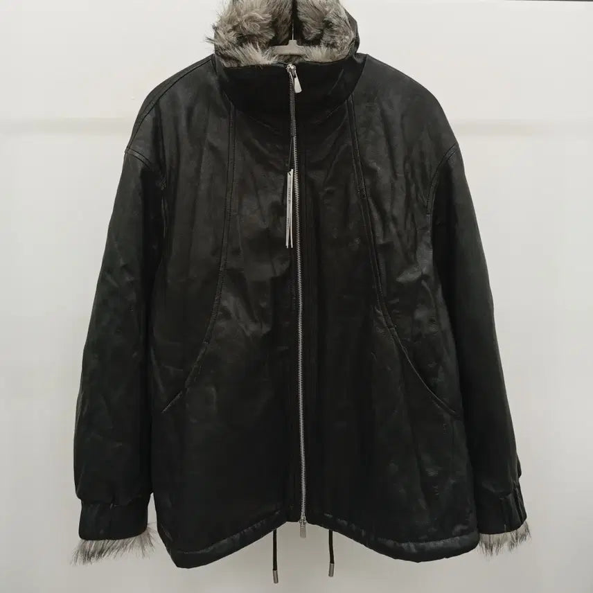 [BUNJANG] Faux Fur Lined Leather Jacket / 페이크퍼 안감 가줏 자켓