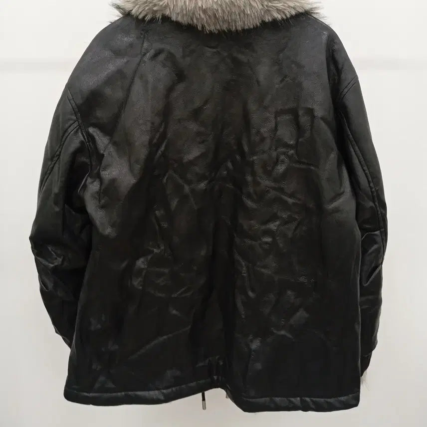 [BUNJANG] Faux Fur Lined Leather Jacket / 페이크퍼 안감 가줏 자켓