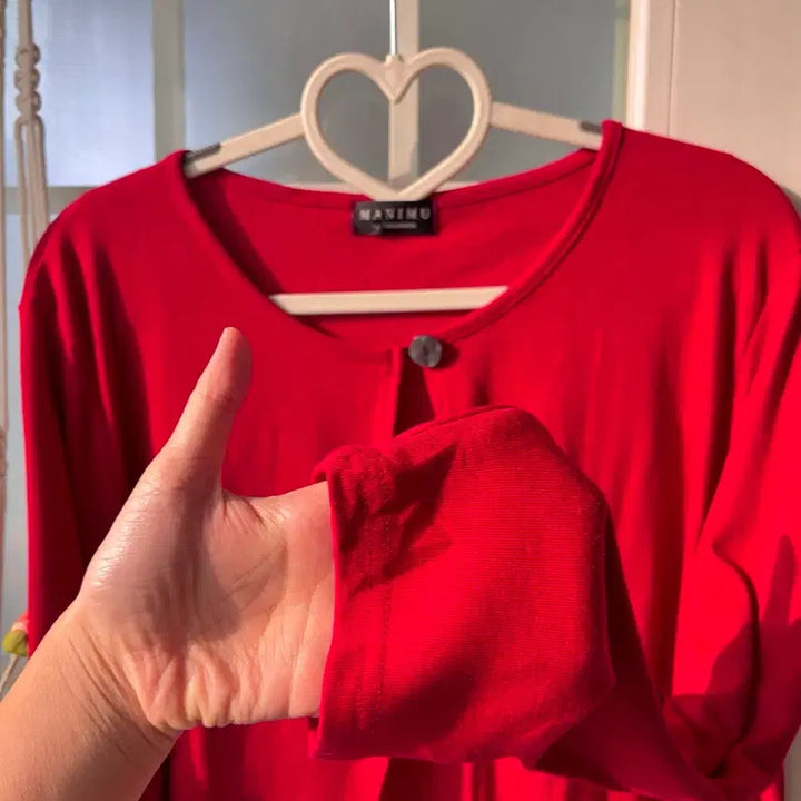 [BUNJANG] MANIMU Red One-Button Cotton Cardigan / [빈티지] MANIMU 레드 원버튼 면 가디건 - 옷장정리