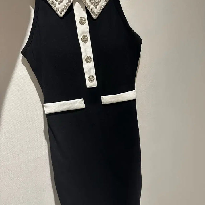 [BUNJANG] Cubic Mini Dress / 큐빅 나시 카라 미니원피스(최저할인)